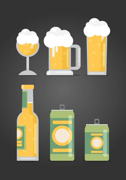 瓶啤酒与玻璃 — 图库矢量图片