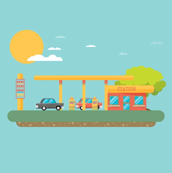 Ilustração do posto de gasolina — Vetor de Stock