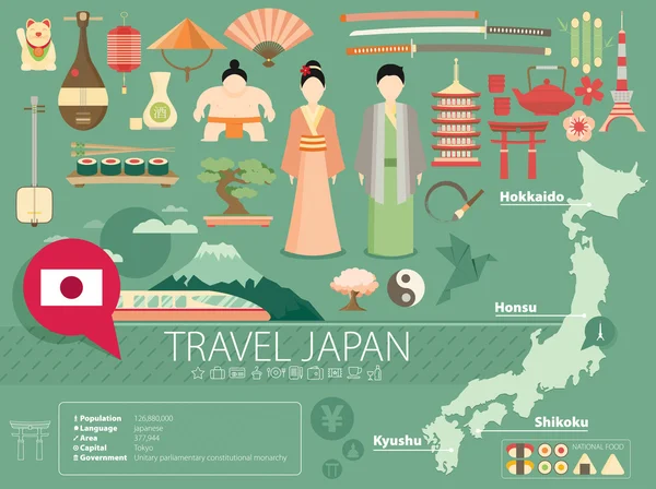 Japonia Icons Travel Concept — Vector de stoc