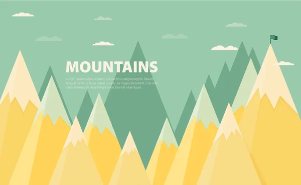 Flat flag on mountain. — Stock Vector