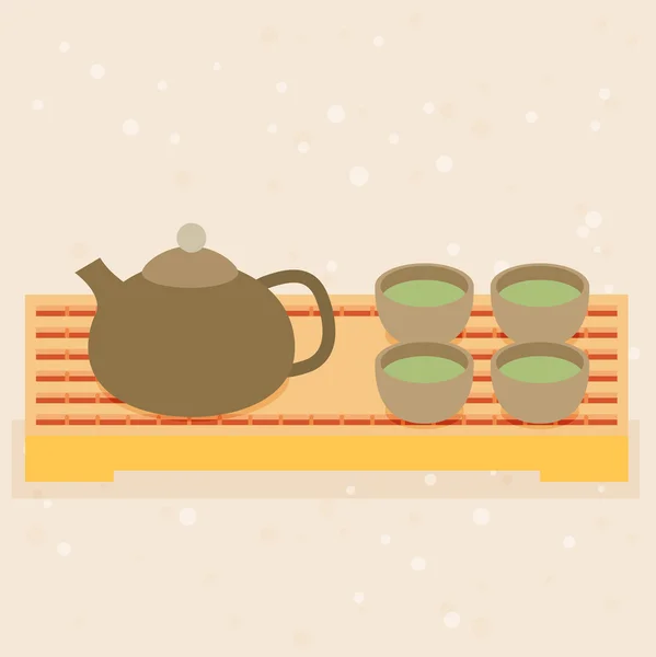 Чайник и чашки иллюстрация  . — стоковый вектор