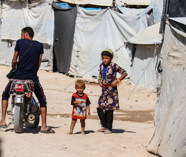 Al Hol ISIS camp refugee children in the North East of Syria in summer of 2020