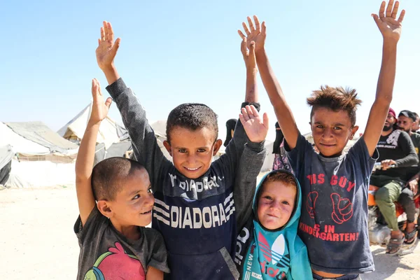 Niños Refugiados Del Campamento Hol Isis Noreste Siria Verano 2020 — Foto de Stock
