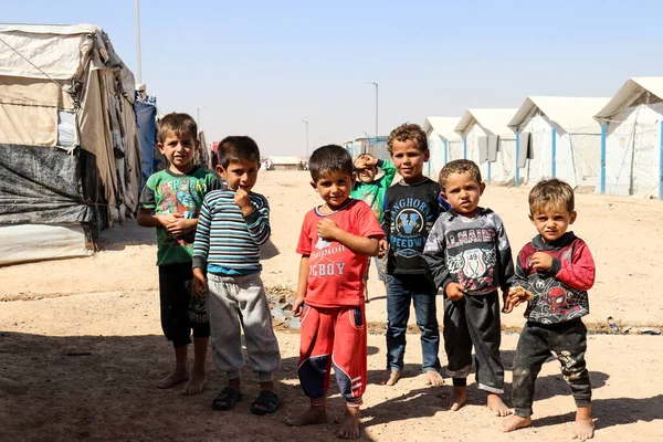 Enfants Réfugiés Camp Hol Etat Islamique Dans Nord Est Syrie — Photo