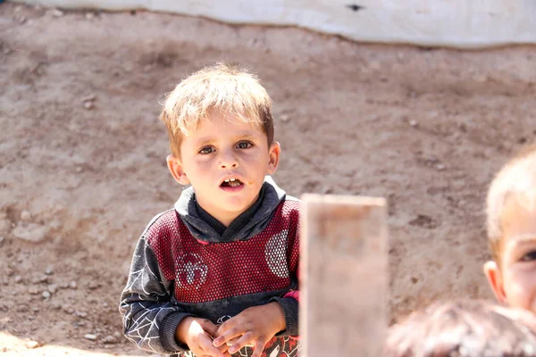 Enfants Réfugiés Camp Hol Etat Islamique Dans Nord Est Syrie — Photo