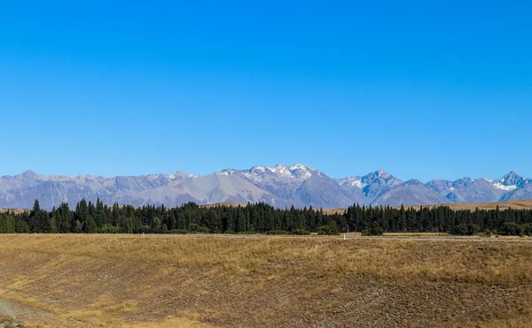 South Island Montanhas Fazendas Rios Florestas Nova Zelândia — Fotografia de Stock