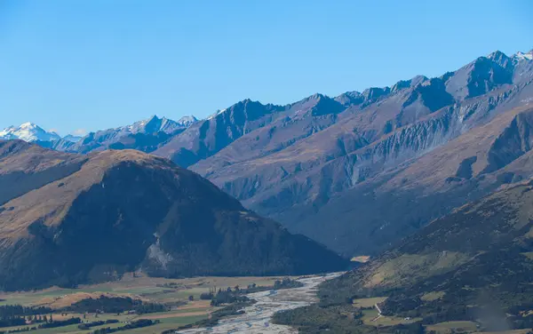 Montagnes Fermes Forêts Nouvelle Zélande Été 2019 — Photo