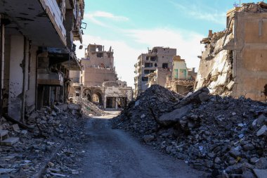 Dier Ez Zior city in Syria destroyed by ISIS in 2020 and daily life after  clipart