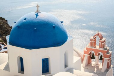 Santorini uzun ve sıcak yazda Yunanistan 'da 