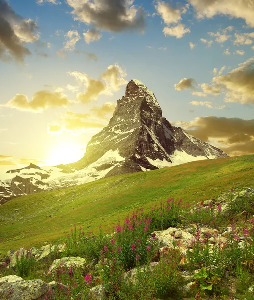 Matterhorn v západu slunce — Stock fotografie