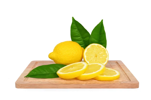 Lemons with green leaves — Stock Photo, Image