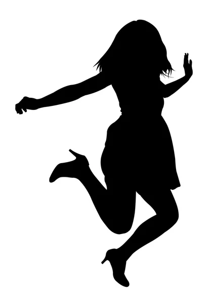 Jumping female silhouette isolated — Stock Photo, Image