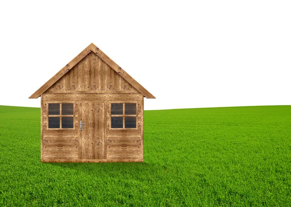 Wooden house in the meadow — Stock Photo, Image