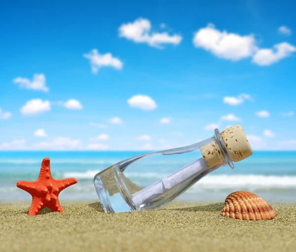 Bottle with a message on beach