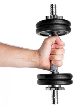 siyah dumbbell tutarak el