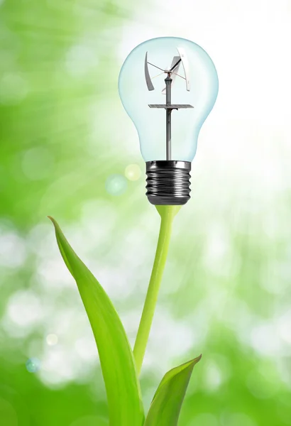 Bulb with wind turbine — Stock Photo, Image