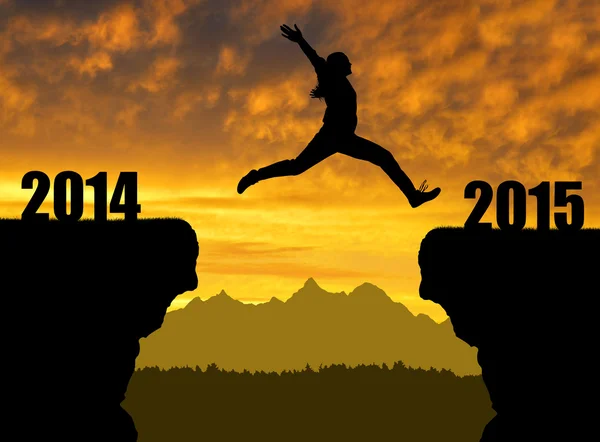 Girl jumps to the New Year 2015 — Stock Photo, Image