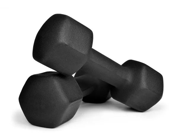 Black fitness dumbbells — Stock Photo, Image