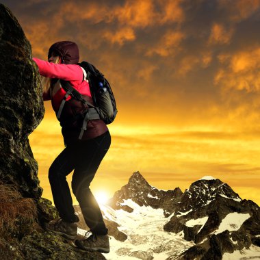 Kız kaya günbatımı - İsviçre Alpleri'nde, Avrupa