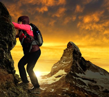 Kaya..... arka plan Dağı Matterhorn gurl