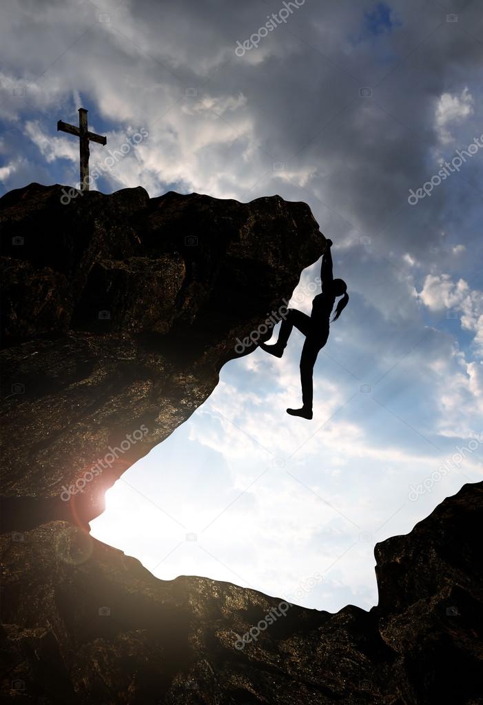 Silhouette of climber