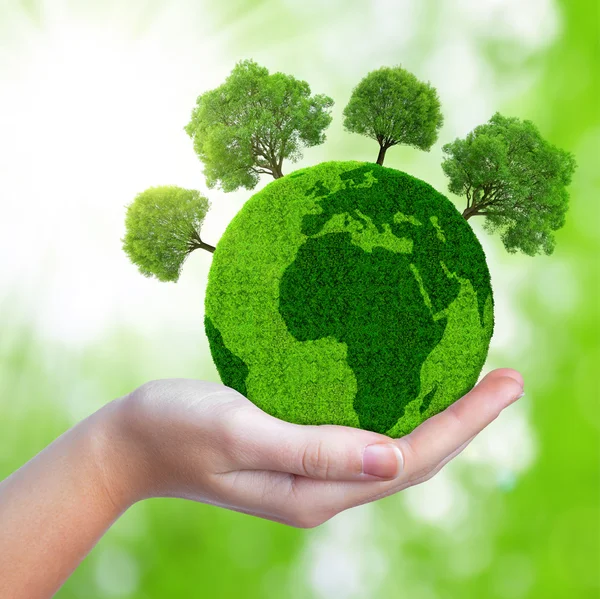 Groene planeet met bomen — Stockfoto