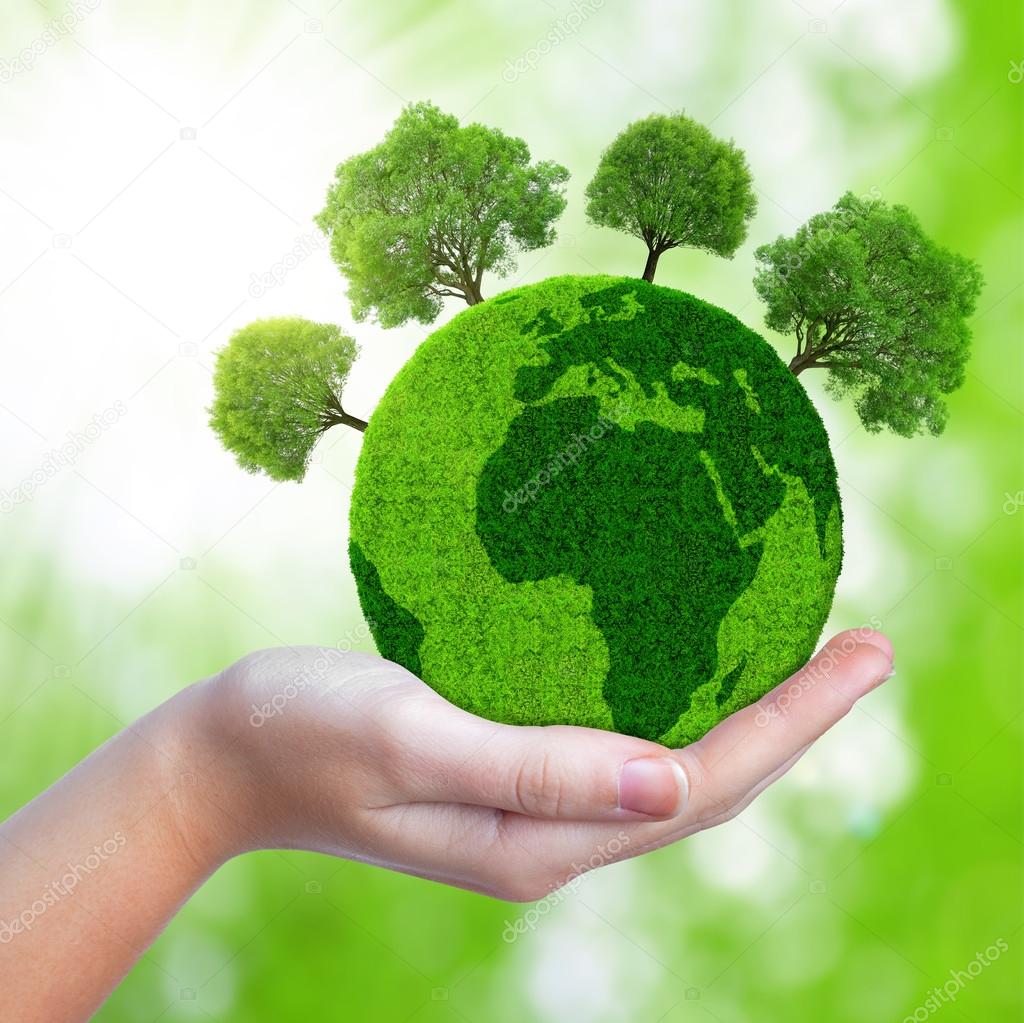 Green planet with trees