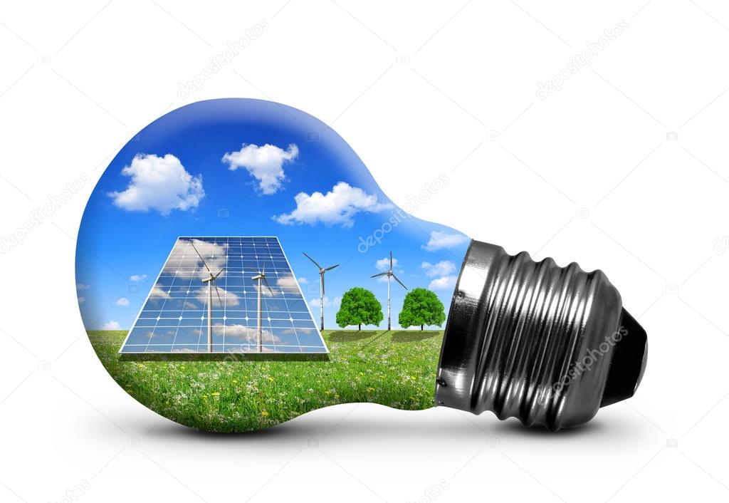 Solar panels and wind turbines