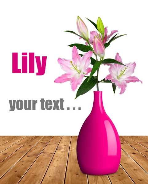 Lily flowers in the vase — Stock Photo, Image