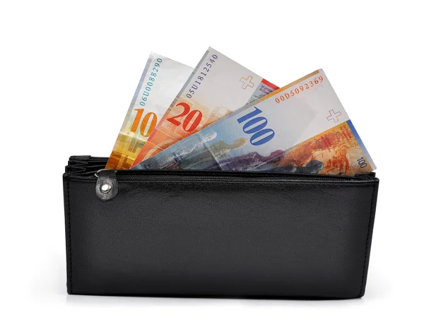 Swiss Banknotes in wallet — Stockfoto