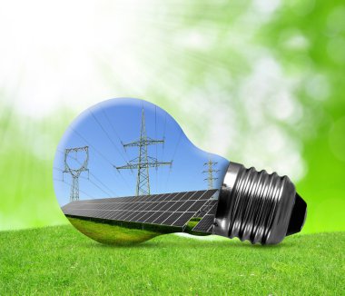 Güneş panelleri ile dikmesi ampul içinde.