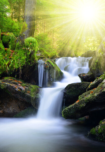 Waterfall in the national park Sumava