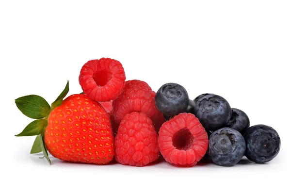 Strawberry with blueberries and raspberries — Stock Photo, Image