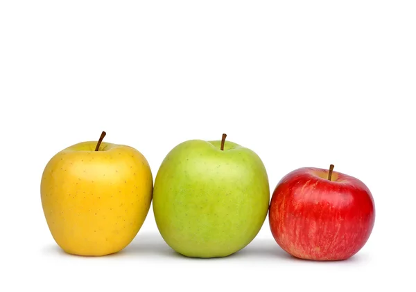 Pomme jaune, verte et rouge isolée — Photo