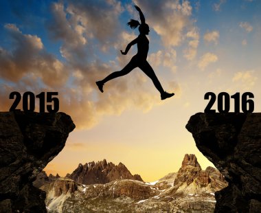 Yeni yıl 2016 siluet kız atlar