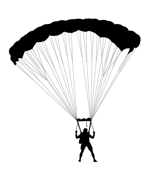 Paraquedismo silhueta pára-quedista — Fotografia de Stock