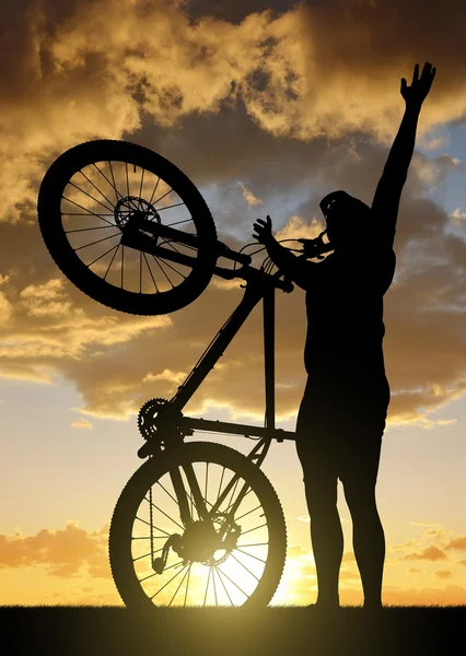 Man with bicycle — Stock Photo, Image