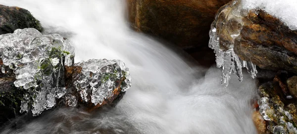 Winter creek in het nationaal park sumava — Stockfoto