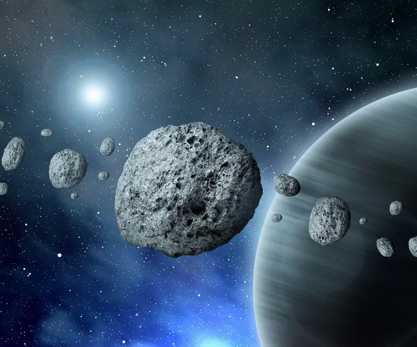 Астероиды пояса в космосе — стоковое фото