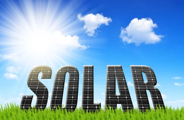 Solar energy panels on meadow. — Stock Photo, Image