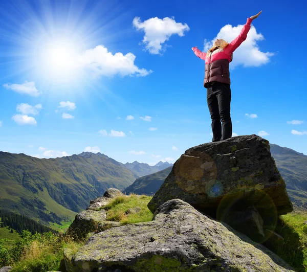 Girl in the Switzerland Alps Stock Image