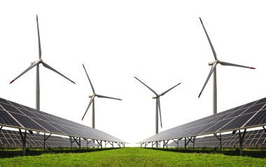 Güneş enerjisi panelleri ile rüzgar türbinleri