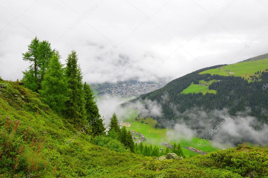 Beautiful alpine landscape with views of the Davos.