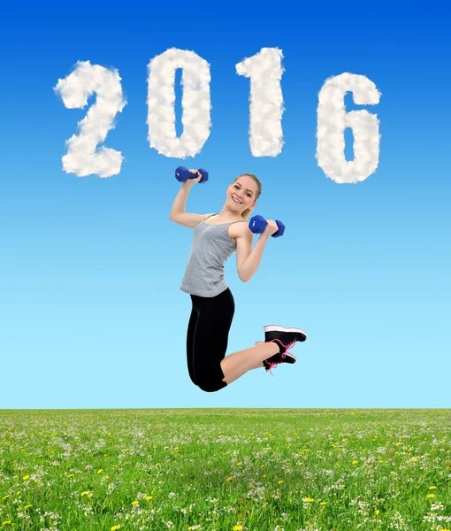 Gezonde resoluties voor het nieuwe jaar 2016. — Stockfoto