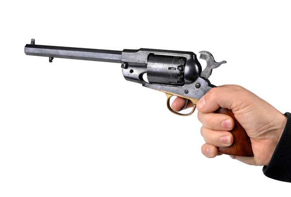 Hand holding percussion revolver — Stock Photo, Image