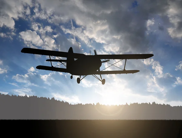 Avión de motor al atardecer — Foto de Stock