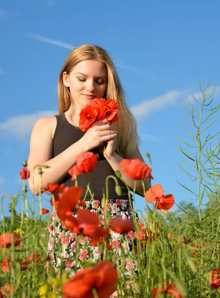 Meisje in veld — Stockfoto