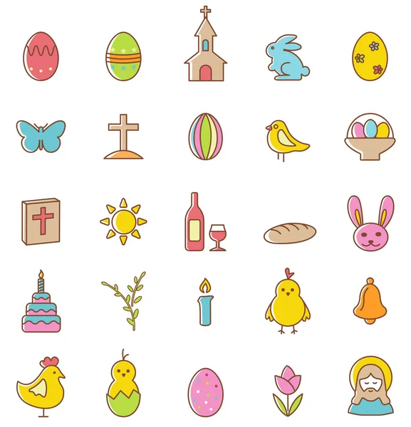 Conjunto de iconos de Pascua — Vector de stock