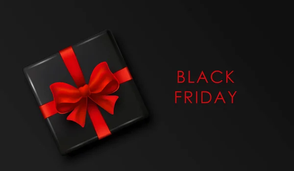 Black Friday Contexte Des Boîtes Cadeaux Noires Réalistes Modèle Avec — Image vectorielle