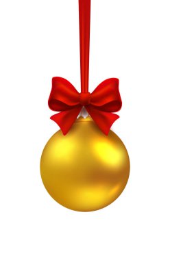 Kırmızı kurdeleli Noel süsü. Vektör